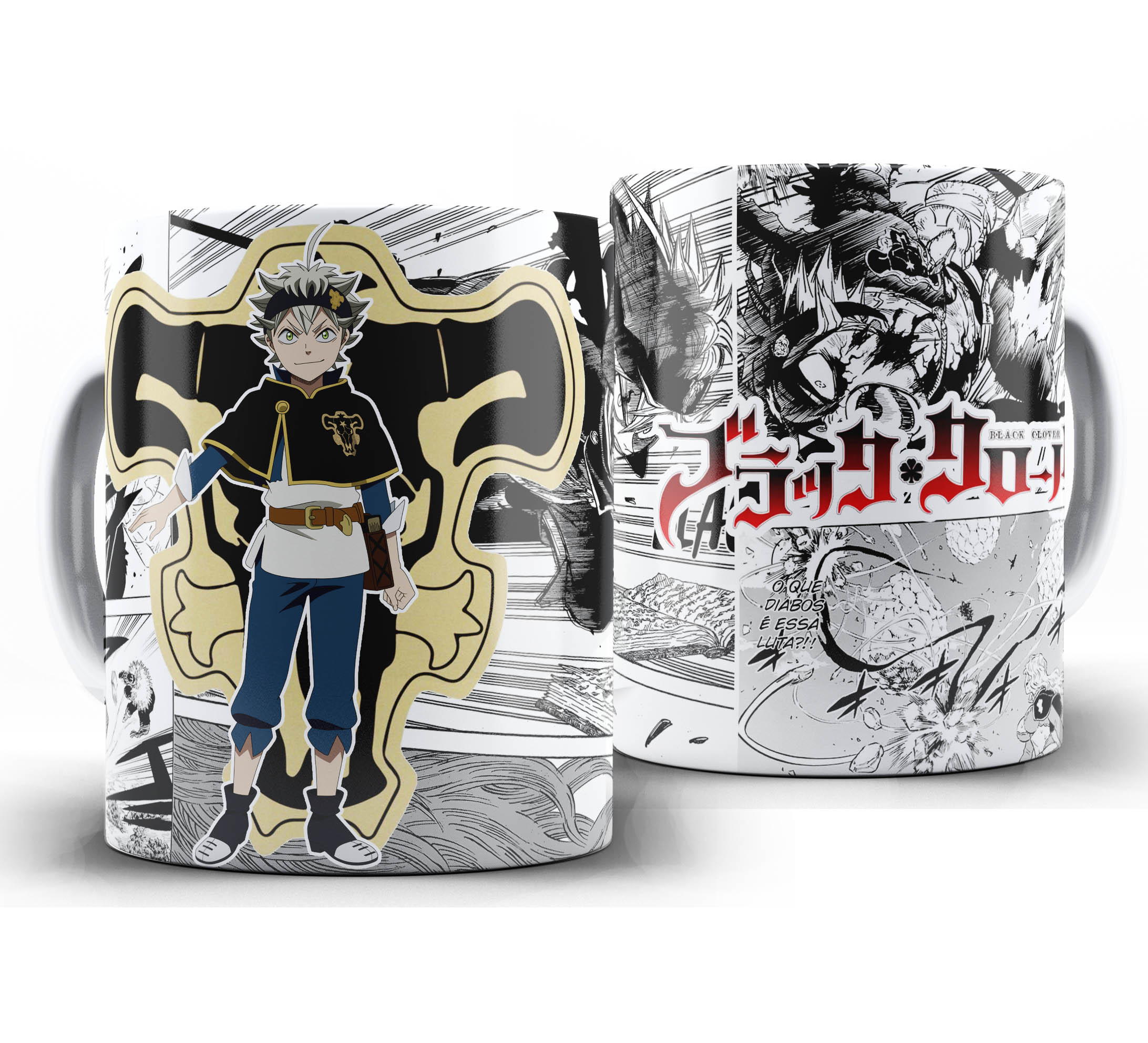 Caneca Anime Mangá - Black Clover - Touros Negro - Asta